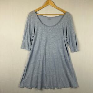 Eileen Fisher 100% Linen 1/2 Sleeve Blue Mini Dress Women's Size M